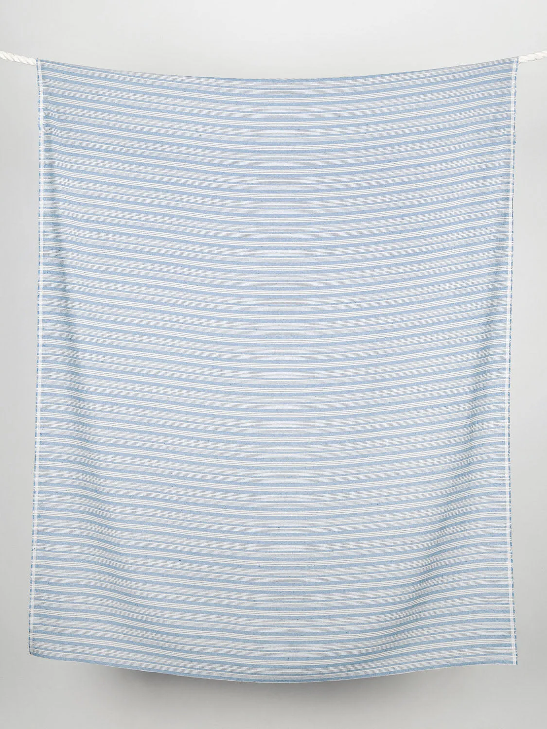 Striped Recycled Cotton Linen Twill - Blue   Cream