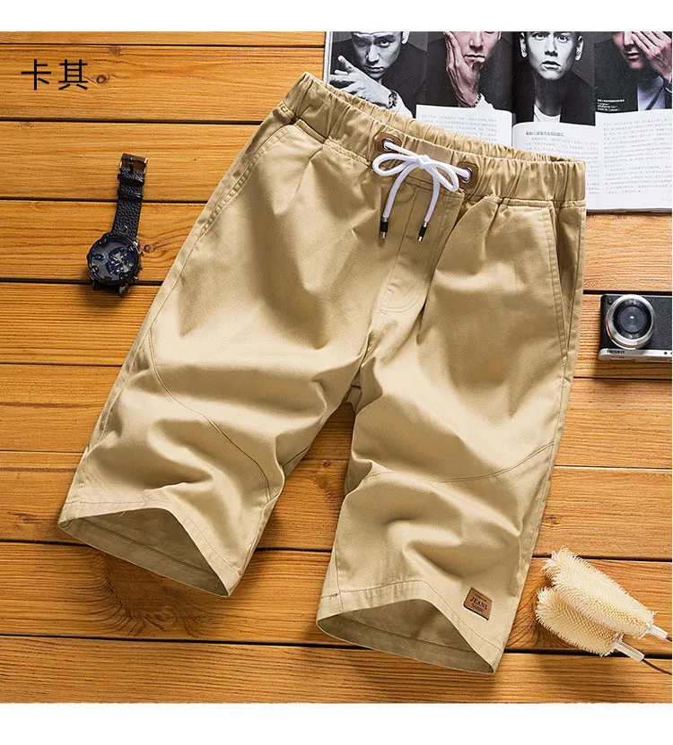 Summer Men knee length Korean Trendy Young Loose Drawstring Straight Casual Pants Shorts