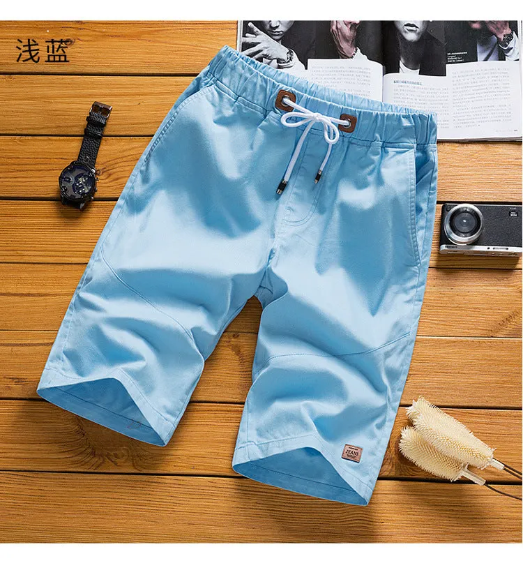 Summer Men knee length Korean Trendy Young Loose Drawstring Straight Casual Pants Shorts