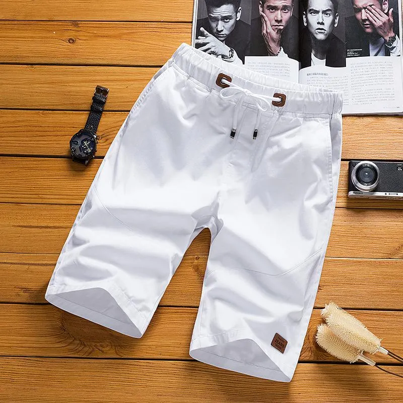 Summer Men knee length Korean Trendy Young Loose Drawstring Straight Casual Pants Shorts