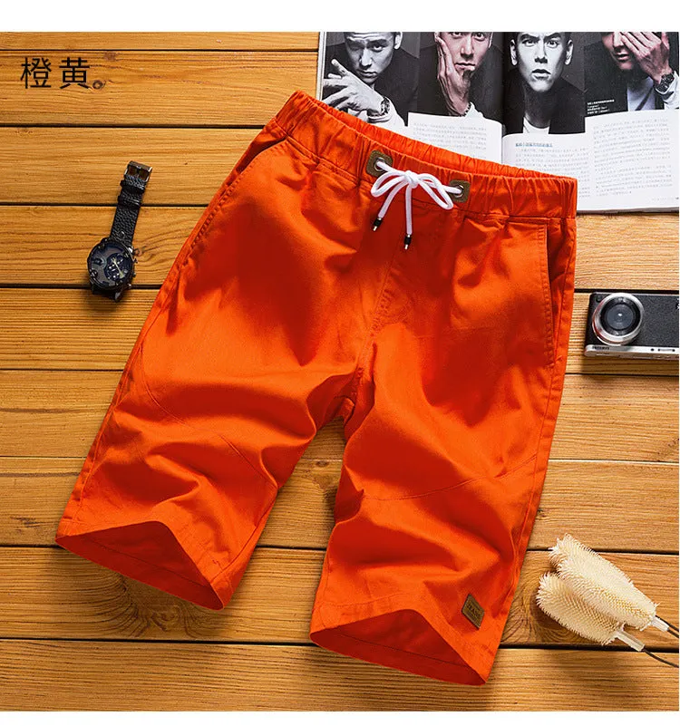 Summer Men knee length Korean Trendy Young Loose Drawstring Straight Casual Pants Shorts