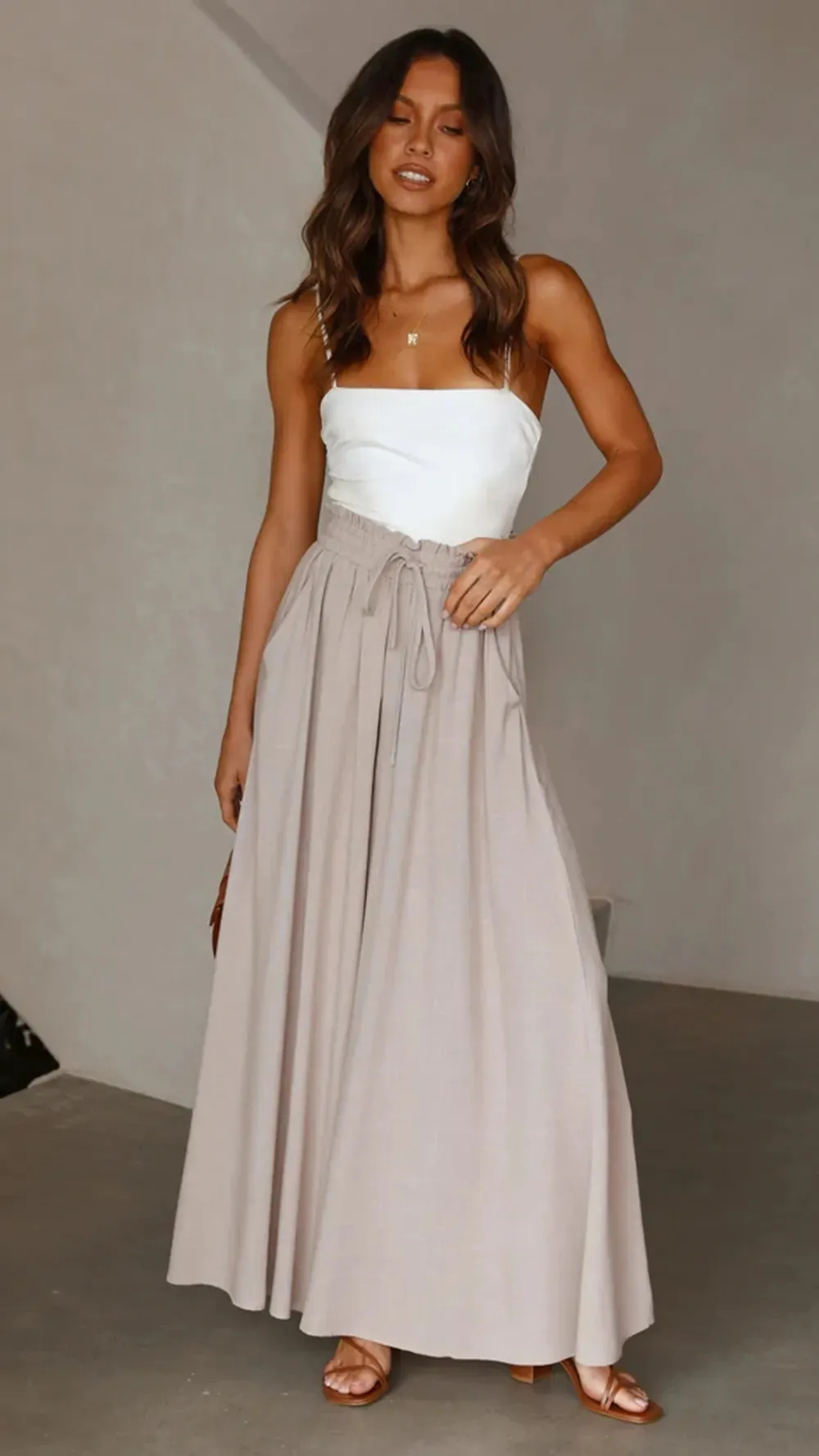 Summer women's Wide Leg Pants With Elastic Waistband