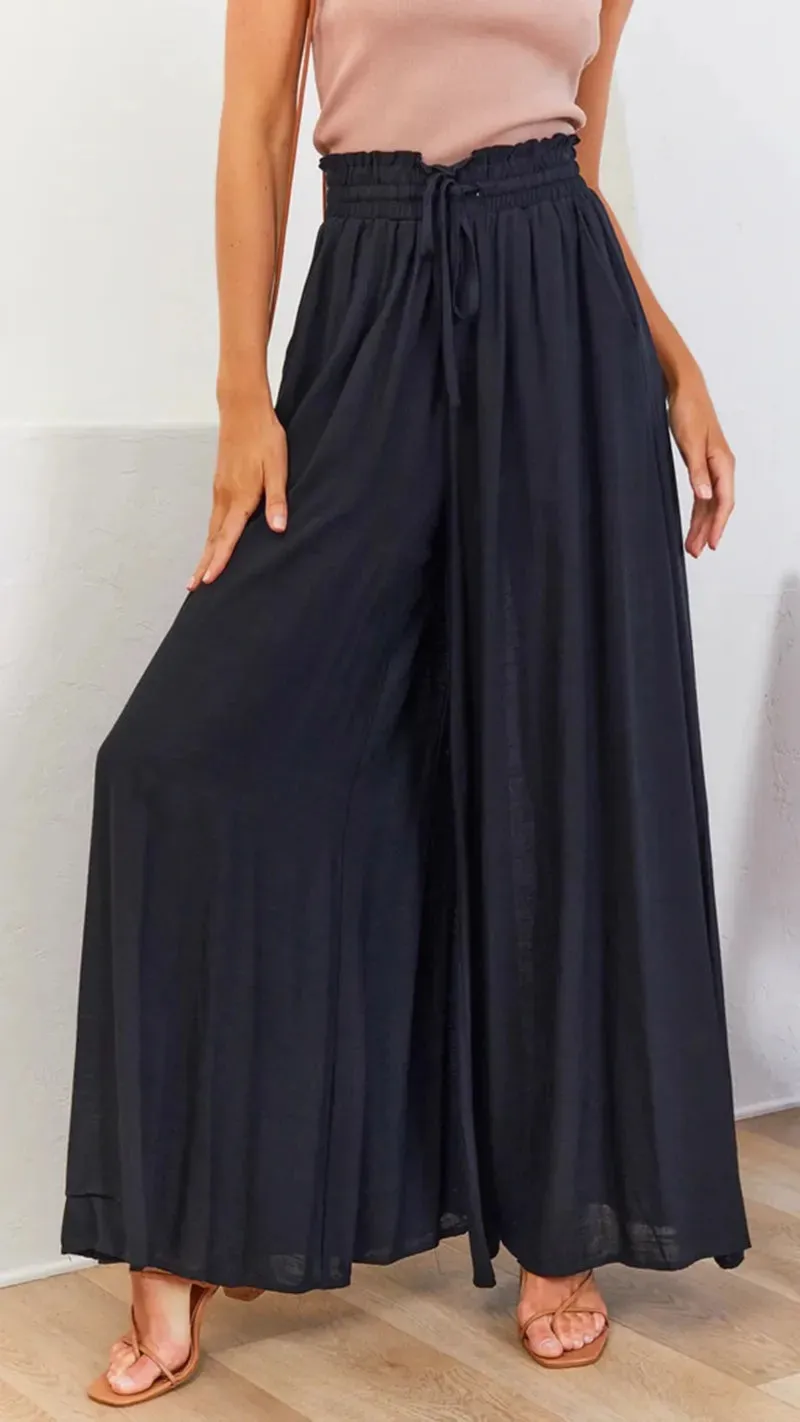 Summer women's Wide Leg Pants With Elastic Waistband