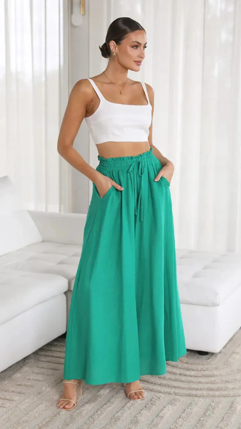 Summer women's Wide Leg Pants With Elastic Waistband