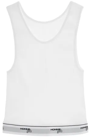 white cotton sleeveless crop top HGJR006 WHITE