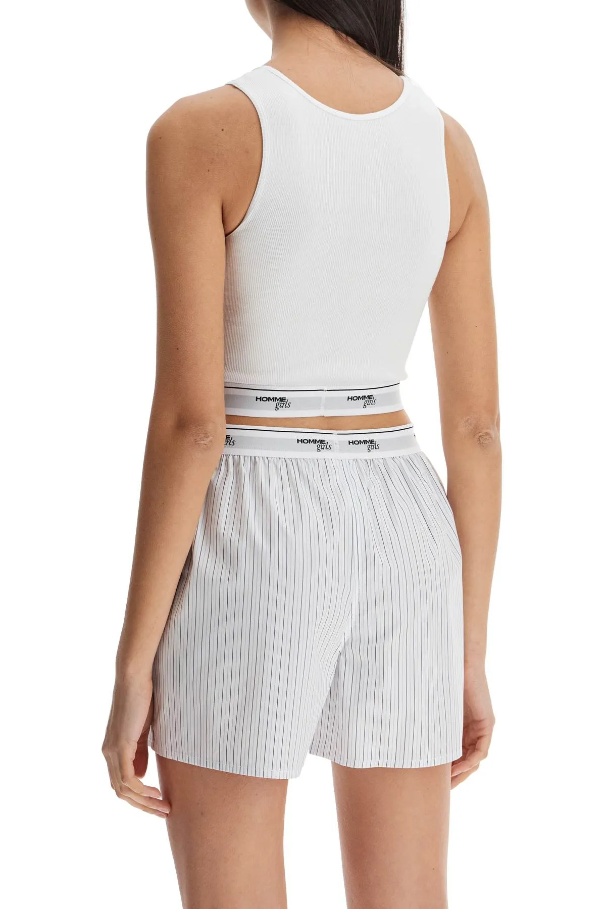 white cotton sleeveless crop top HGJR006 WHITE