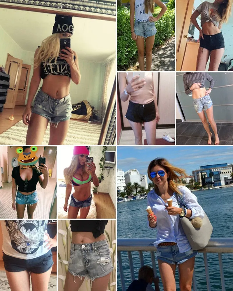 Women's Trendy Hole Denim Beggars Low waist Shorts