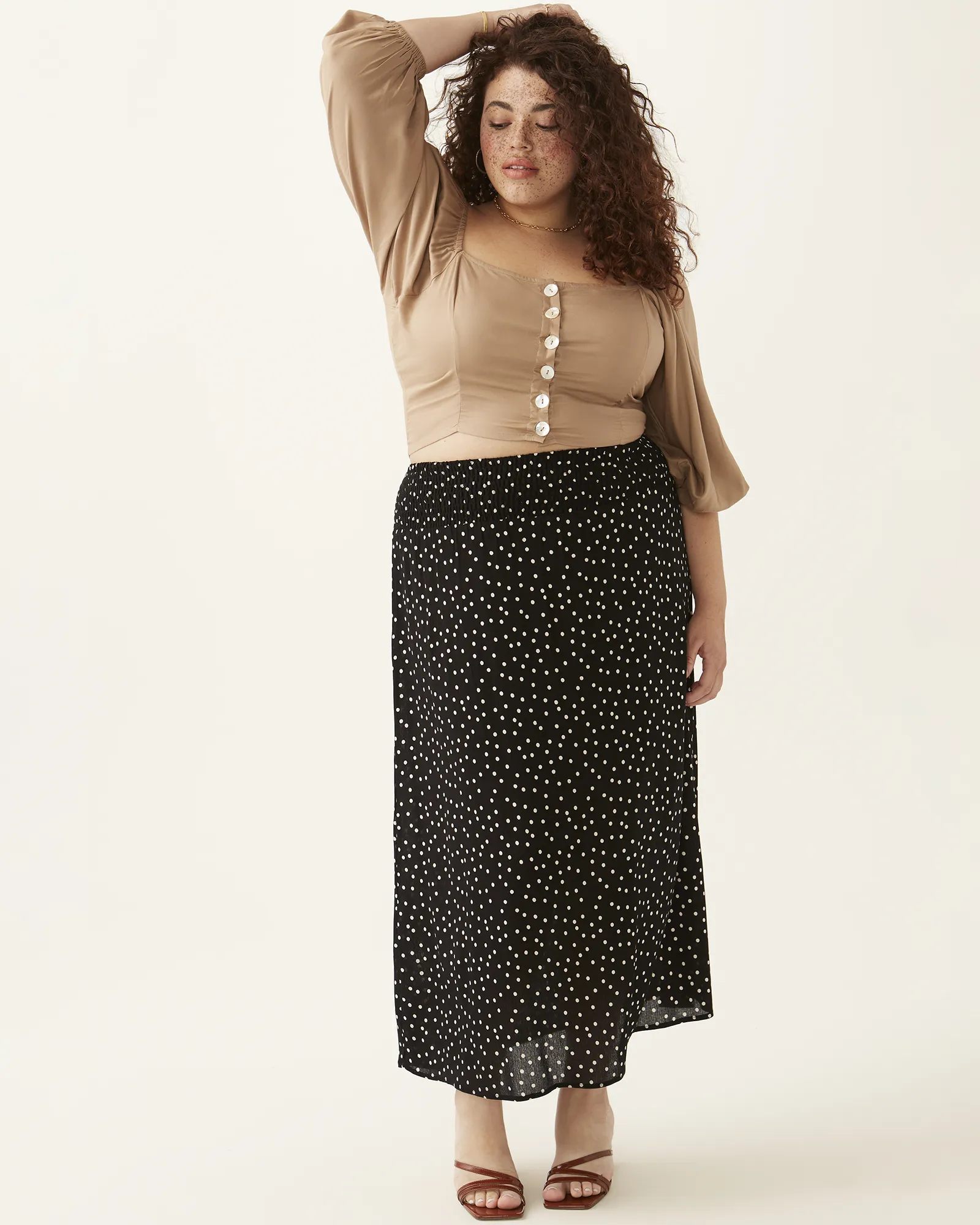 Wren Smocked Maxi Skirt | Black / White