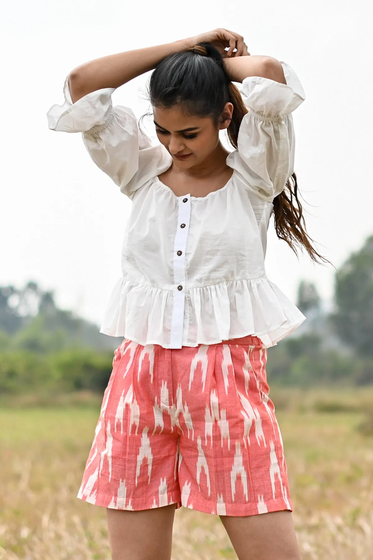 Zena Handoom Ikat Shorts - Coral